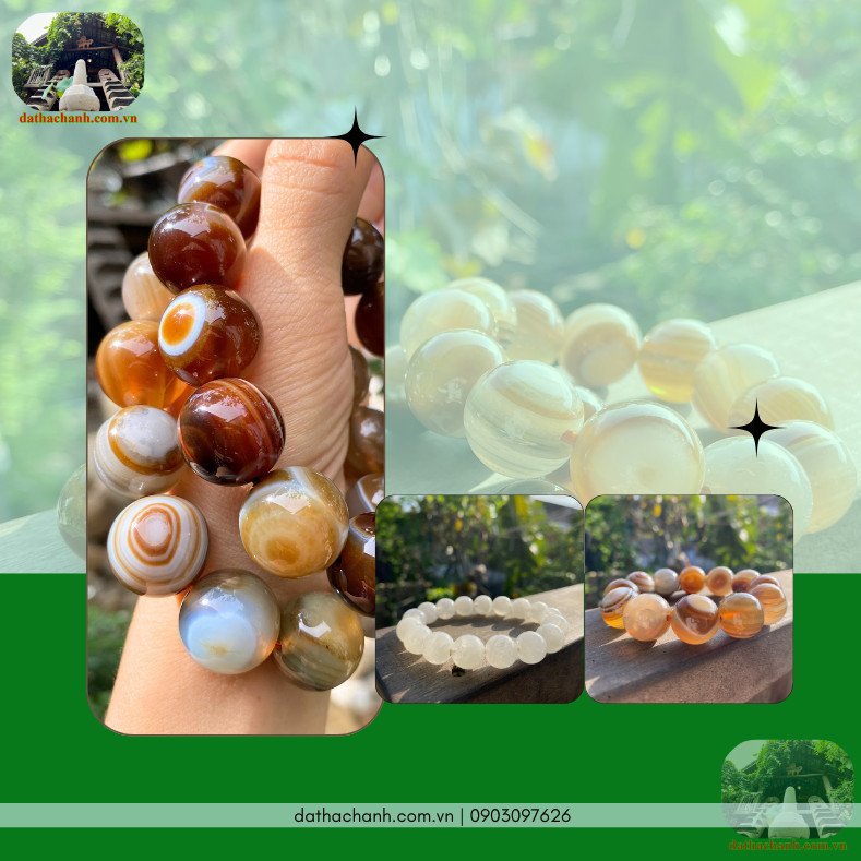 Bộ sưu tập vòng tay đá Chalcedony với nhiều kiểu dáng và màu sắc đa dạng, phù hợp mọi phong cách.