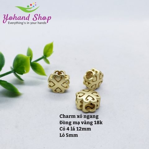 Charm cỏ 4 lá đồng mạ làm vòng tay handmade