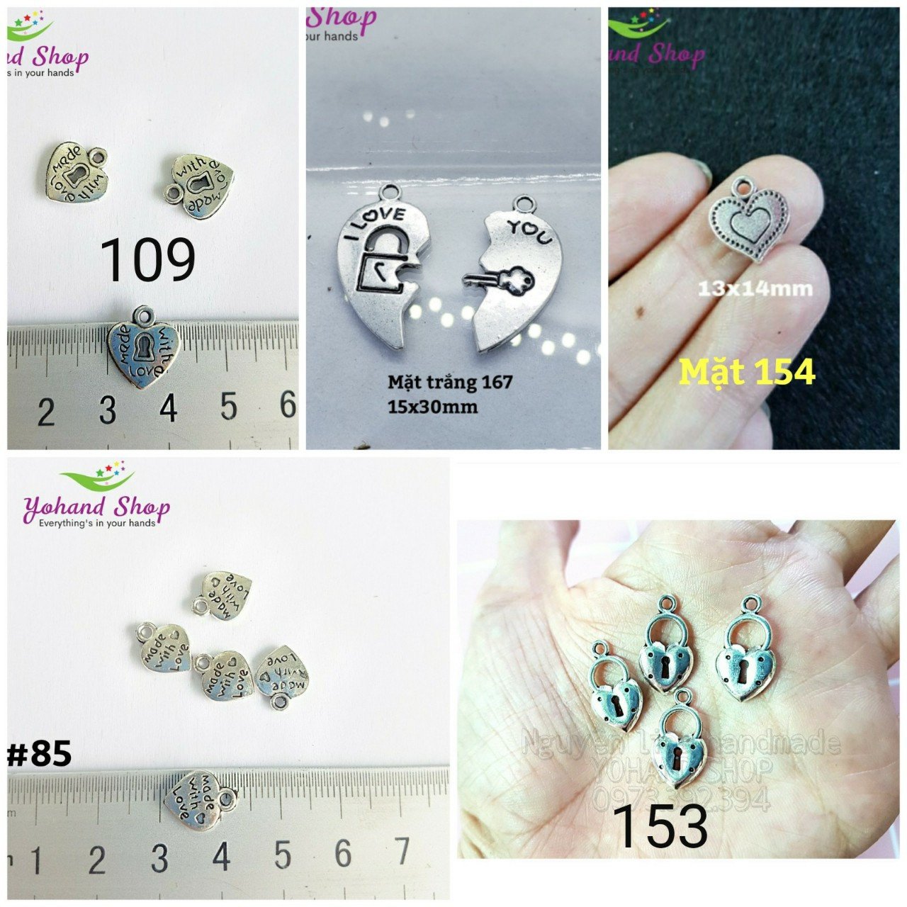 Charm hình trái tim làm vòng tay handmade