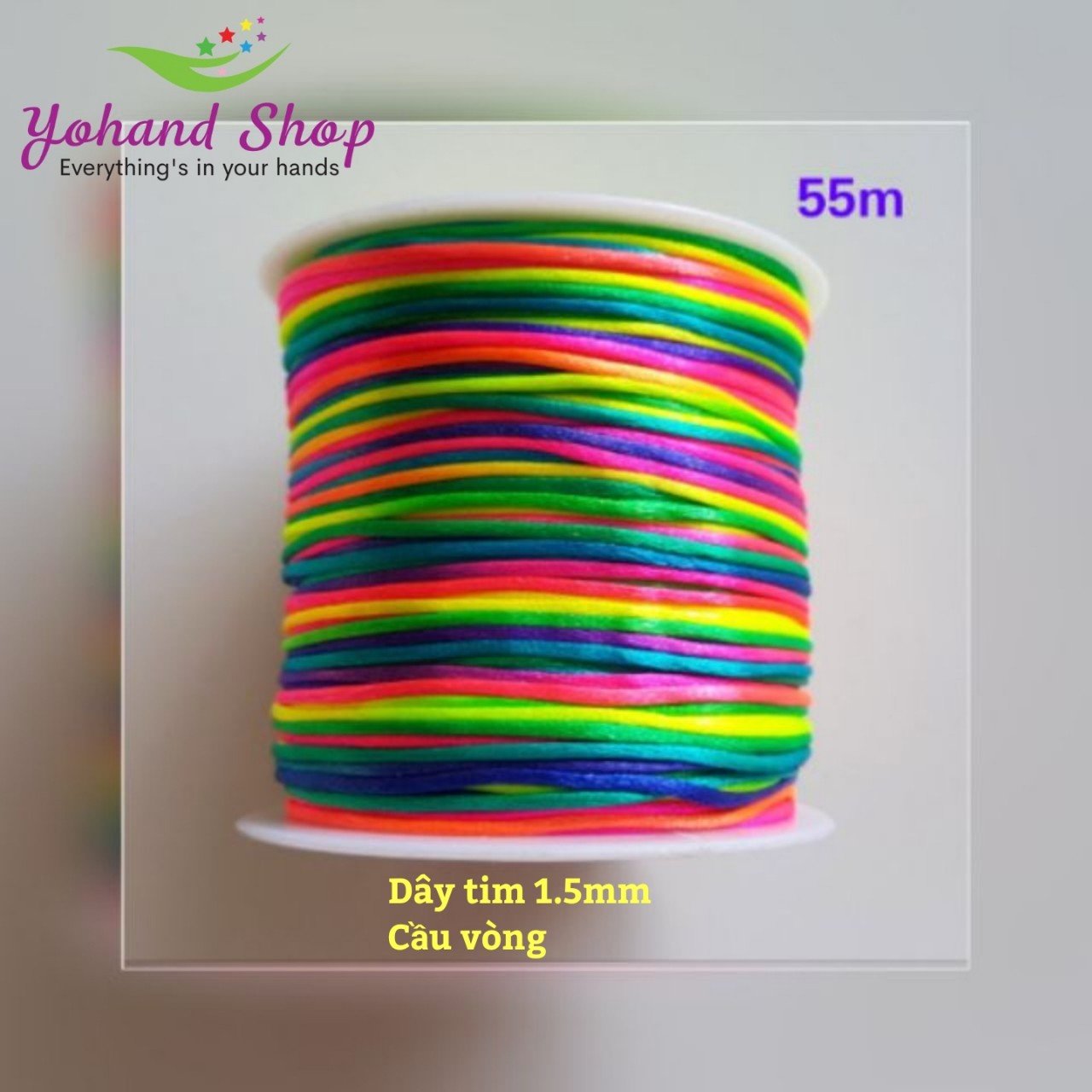 Dây tim 1.5mm cầu vồng rực rỡ, thích hợp để đan vòng tay bằng dây mang phong cách trẻ trung