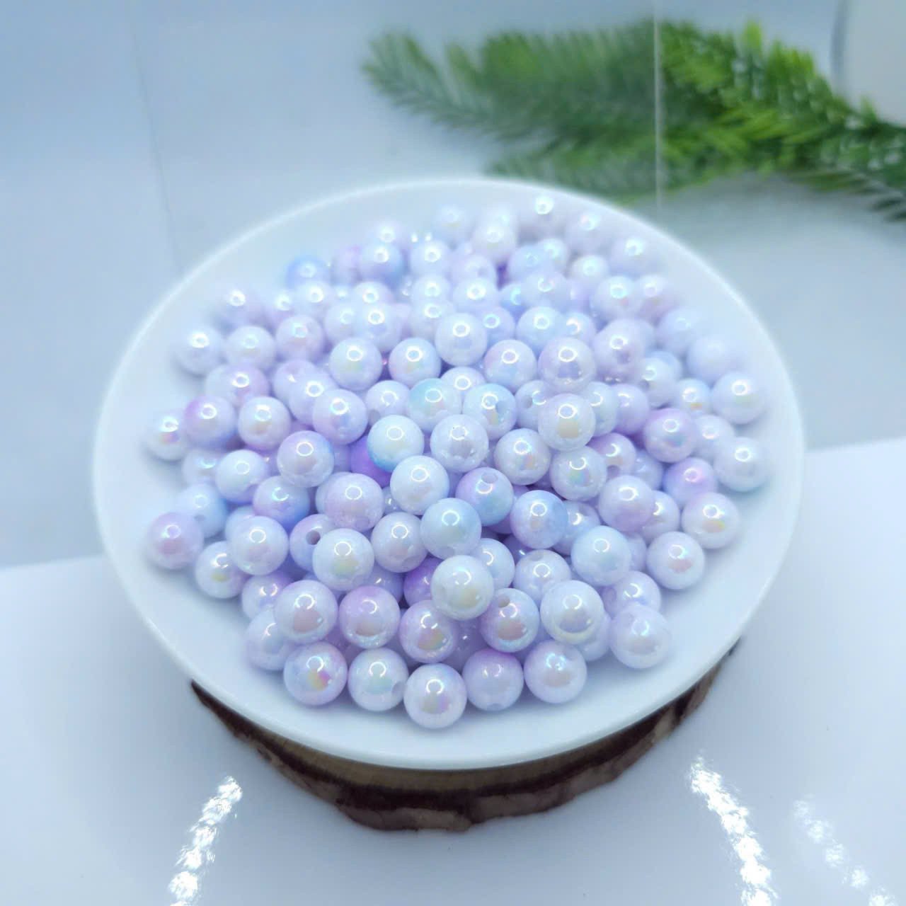 Hạt nhựa tròn chuyển màu 8mm tông tím độc đáo, nguyên liệu làm vòng tay sáng tạo