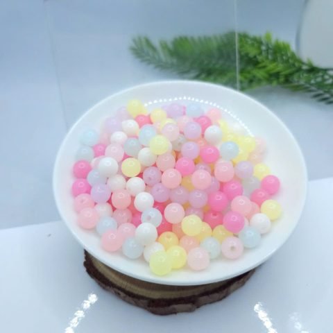 Hạt nhựa tròn thạch 8mm với nhiều màu pastel, phụ kiện làm vòng tay đẹp mắt