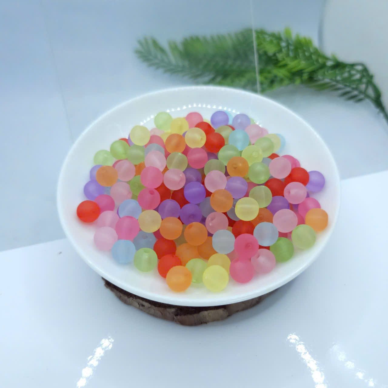 Hạt nhựa trong suốt nhám 8mm nhiều màu, lý tưởng cho phụ kiện làm vòng tay DIY