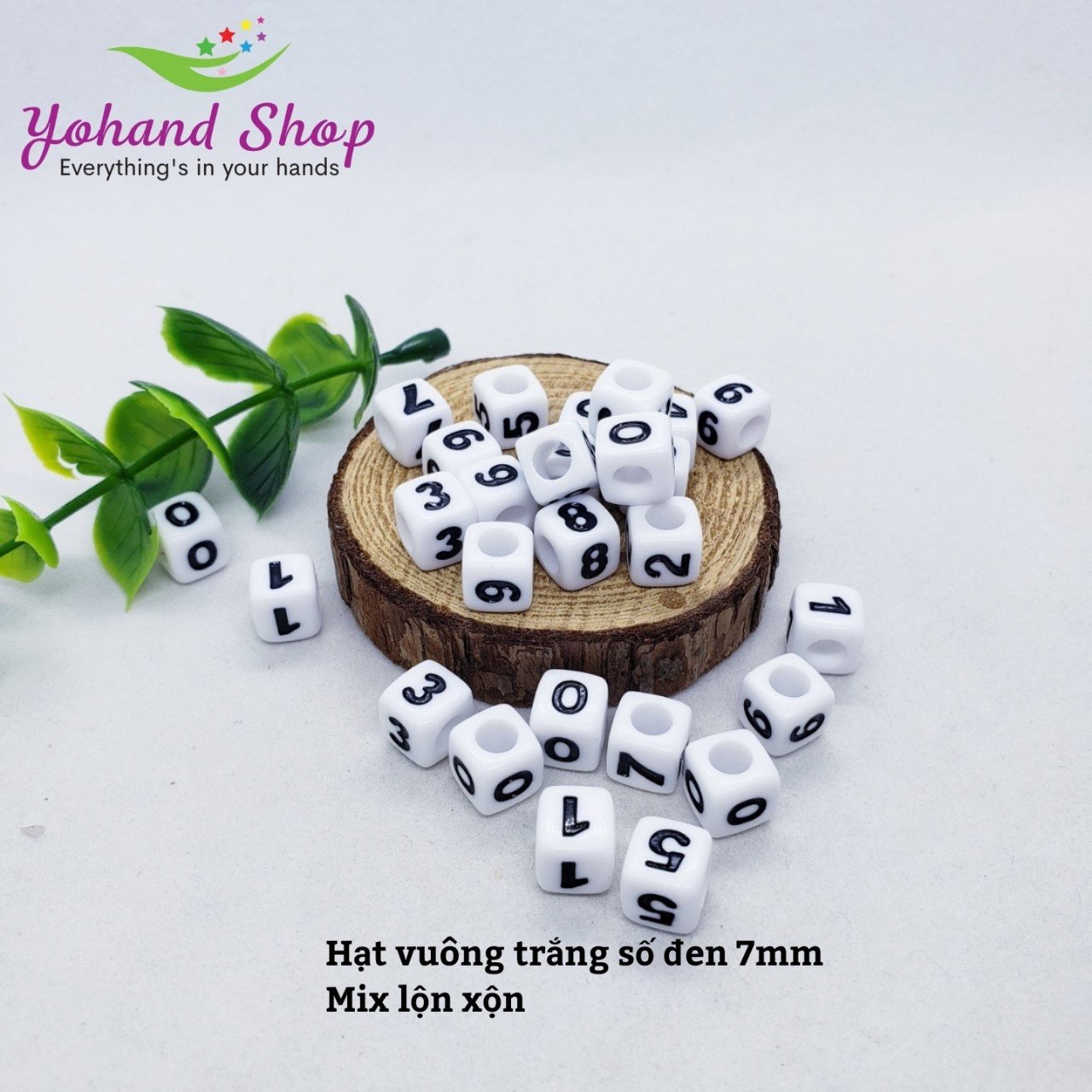 Hạt vuông màu trắng với số đen, phụ kiện làm vòng tay cá tính và ý nghĩa