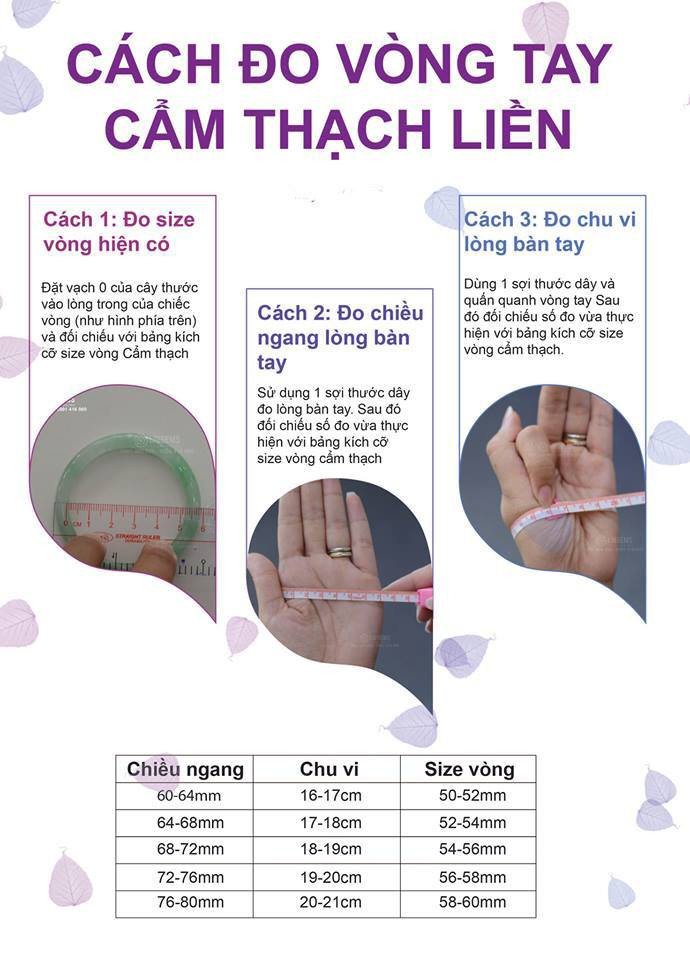 Hướng dẫn đo chiều ngang lòng bàn tay để chọn size vòng cẩm thạch
