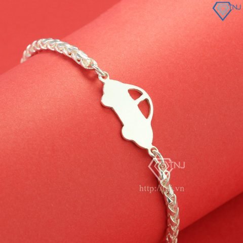 Lắc tay bạc cho bé trai 1 tuổi hình ô tô đáng yêu