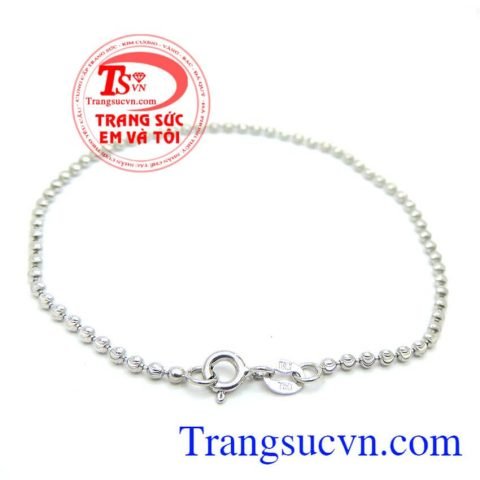 Lắc tay bi vàng trắng 18k với thiết kế tinh xảo