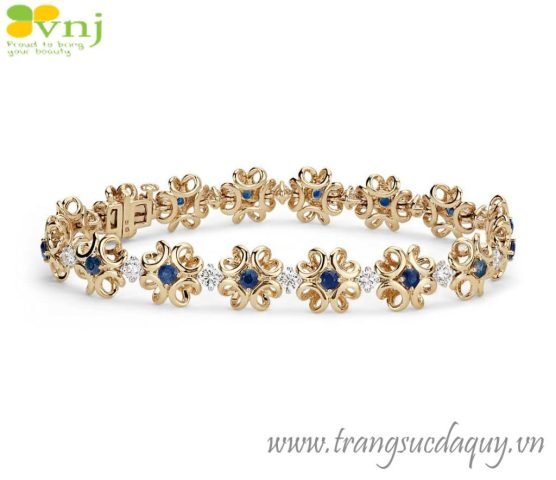 Lắc tay đá sapphire xanh thiết kế tinh xảo