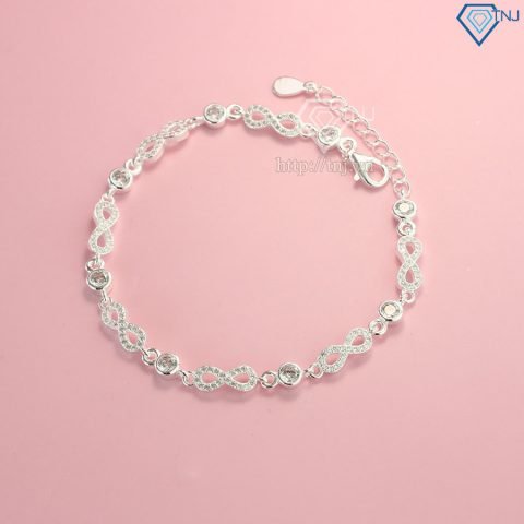 Lắc tay hình vô cực bạc đính đá Cubic Zirconia lấp lánh
