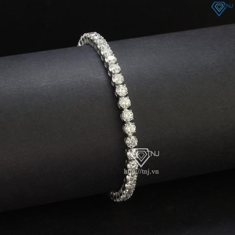 Lắc tay kim cương moissanite nam Tennis đính đá 4mm có giấy kiểm định GRA