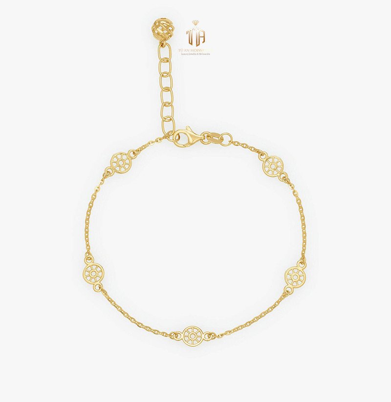 Lắc tay mắt xích vàng trắng 18k hiện đại