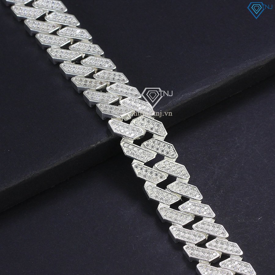 Lắc tay nam Cuban bạc bản 13mm