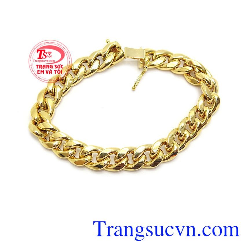 Lắc tay nam vàng 14k với thiết kế mạnh mẽ, thể hiện đẳng cấp