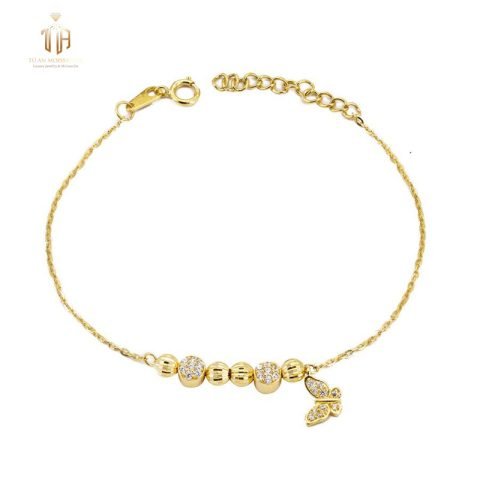 Lắc tay vàng 18K đính charm vàng
