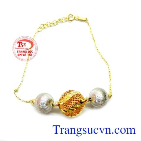 Lắc tay vàng nữ hạt tròn kiểu dáng tinh tế