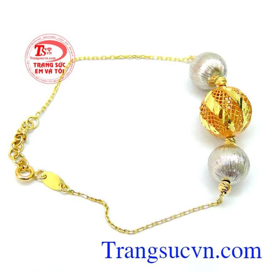 Lắc tay vàng nữ hạt tròn với đường nét sáng bóng