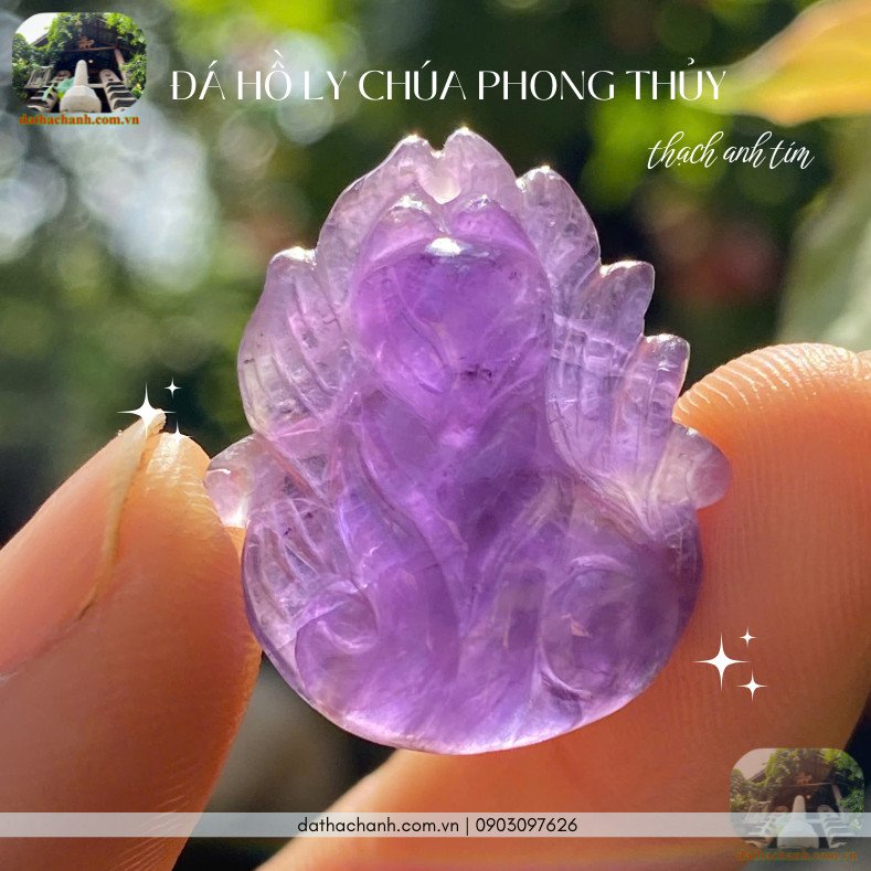 Mặt đá hồ ly chúa thạch anh tím