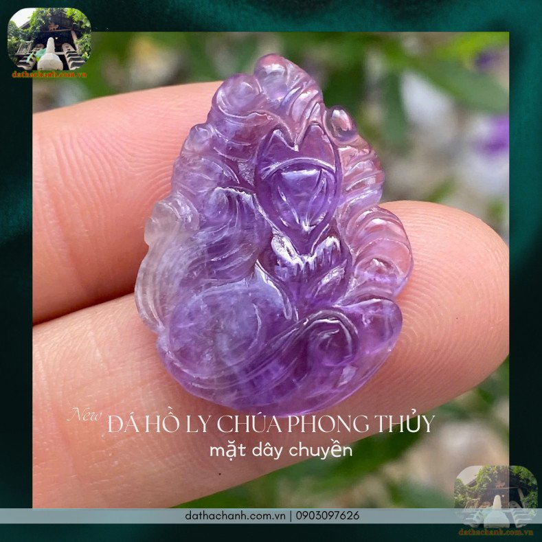 Mặt dây chuyền hồ ly chúa thạch anh tím