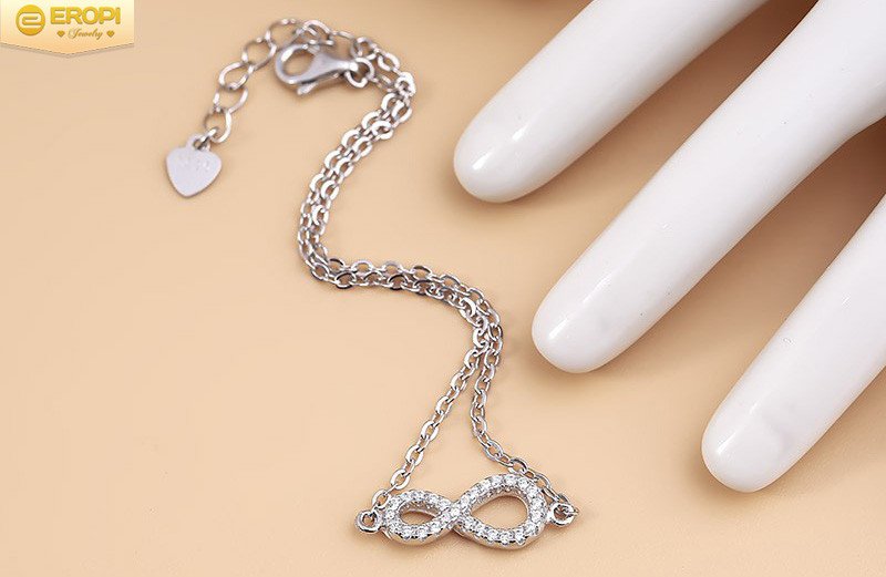 Mặt dây vô cực đính đá CZ lấp lánh, tăng thêm vẻ đẹp cho vòng tay
