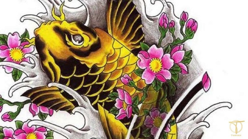 Mẫu hình xăm cá chép vàng vòng tay cho nam giới