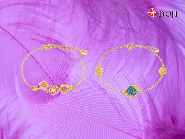 mẫu lắc tay vàng 18k lấy cảm hứng từ hoa lá