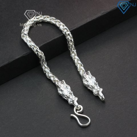 Vòng tay bạc 925 nam 5 chỉ đầu rồng
