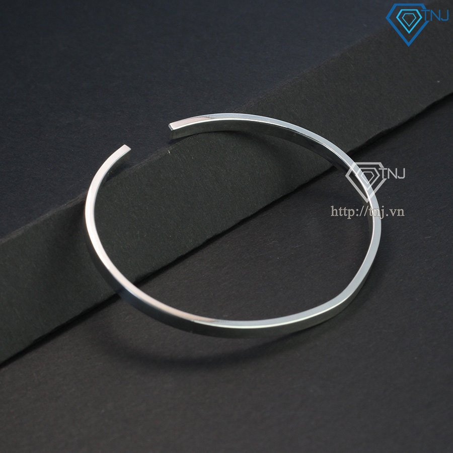 Vòng tay bạc nam thiết kế tối giản, chất liệu bạc 925 sáng bóng