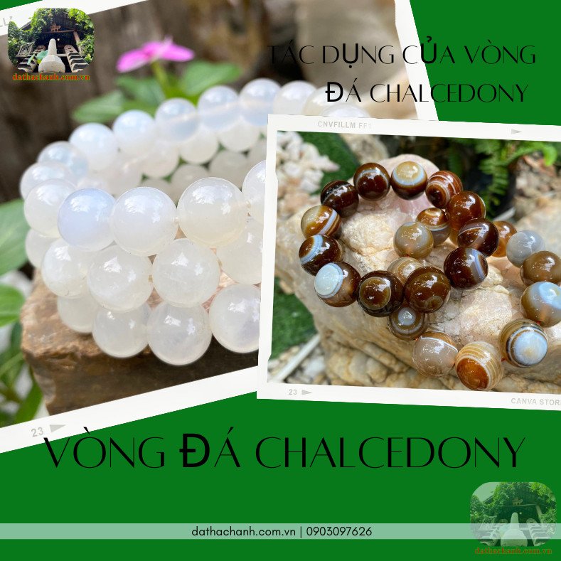 Vòng tay đá Chalcedony màu trắng tinh khiết, biểu tượng của sự bình an và năng lượng tích cực trong phong thủy.