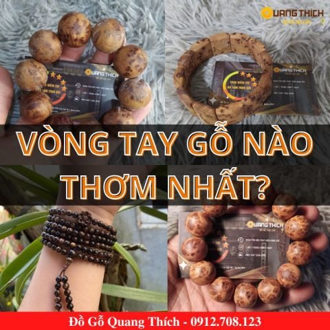 Vòng tay gỗ sưa đỏ tự nhiên với vân gỗ đẹp, một trong những loại vòng tay gỗ thơm được ưa chuộng.
