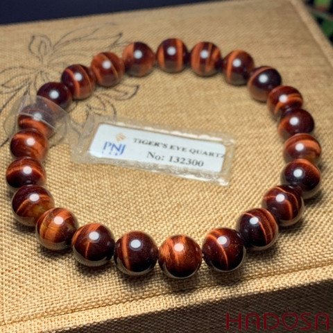 Vòng tay mắt hổ đỏ nâu 8mm cao cấp