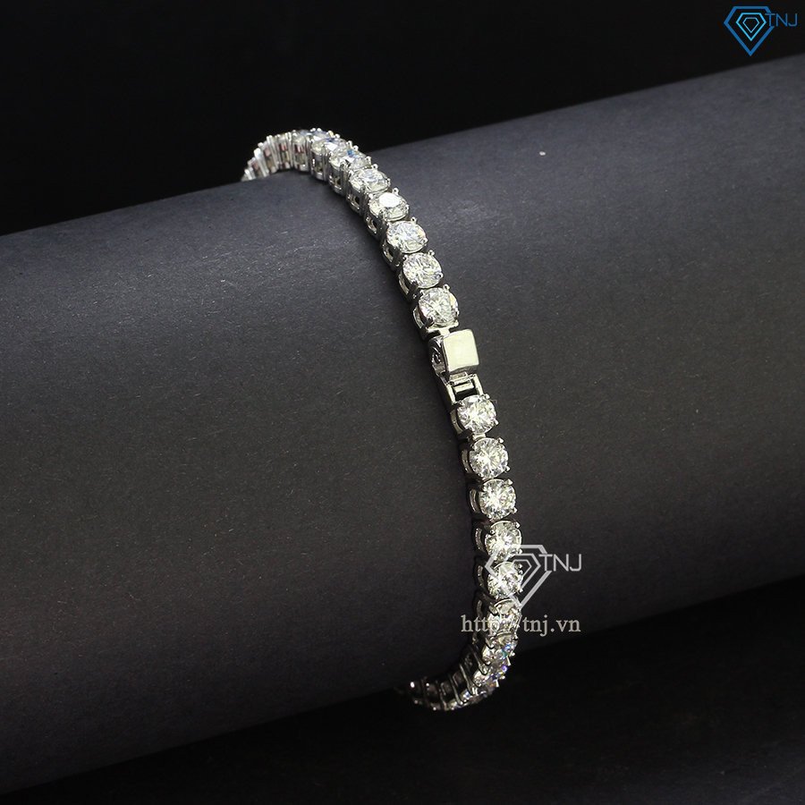 Vòng tay moissanite nam chế tác từ bạc 925 xi bạch kim sang trọng