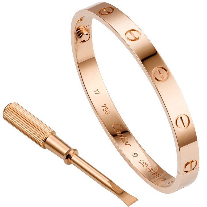 Vòng tay titan Cartier có vít màu vàng hồng có size nam nữ