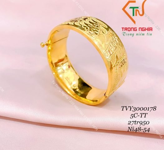 Vòng tay trơn vàng 24K 5 chỉ nữ sáng bóng, thiết kế thanh lịch