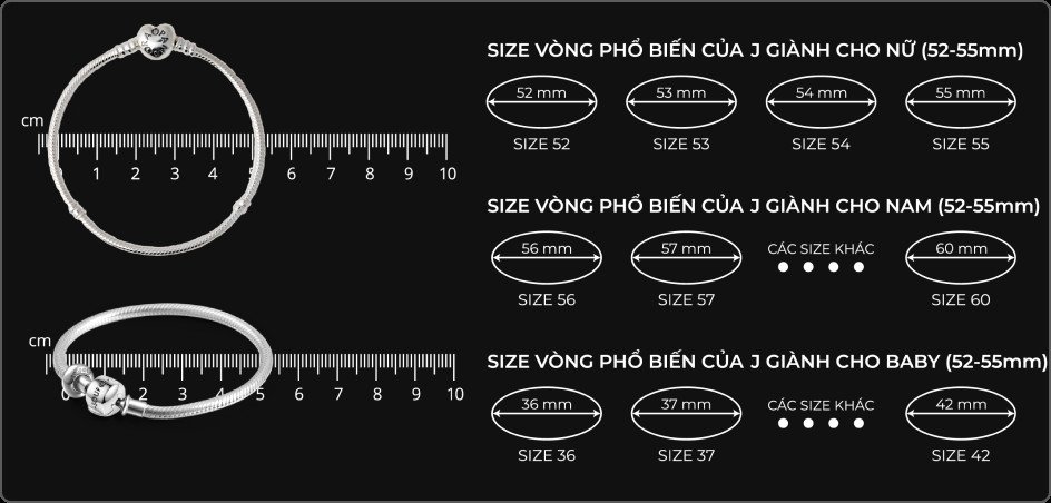 Bảng đo size vòng tay