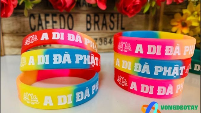 Bộ sưu tập vòng tay cao su A Di Đà Phật nhiều màu sắc dành cho mọi lứa tuổi