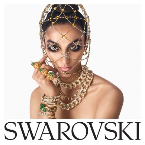 Bộ trang sức pha lê Swarovski lấp lánh bao gồm vòng tay và dây chuyền