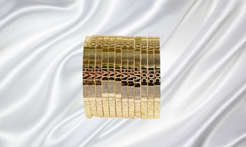 Bộ vòng tay vàng 18k khắc chữ Lộc, Phát, Tài