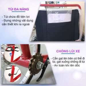 Cần gạt chống lùi xe trên xe lăn lắc tay, đảm bảo an toàn khi lên dốc