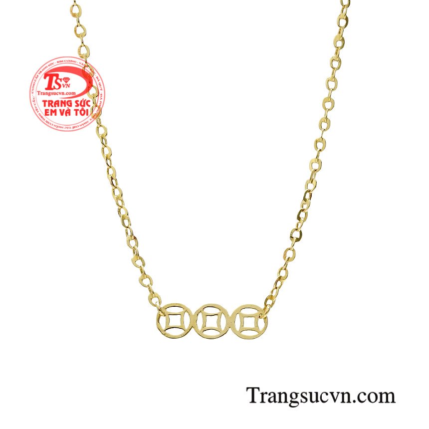 Chi tiết những đồng kim tiền xếp nối trên lắc tay vàng 18K, mang ý nghĩa tiền tài liên tục