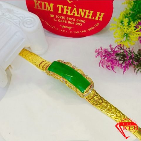 Chiếc lắc tay cẩm thạch nữ vàng 610 tinh xảo kết hợp đá quý trắng