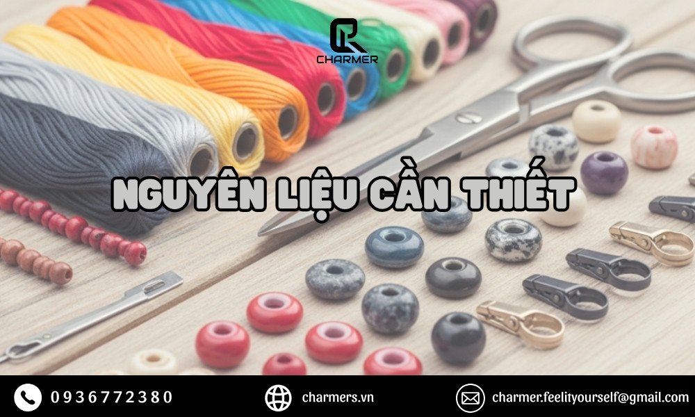 Chuẩn bị nguyên vật liệu và dụng cụ cần thiết để làm vòng tay chỉ khâu