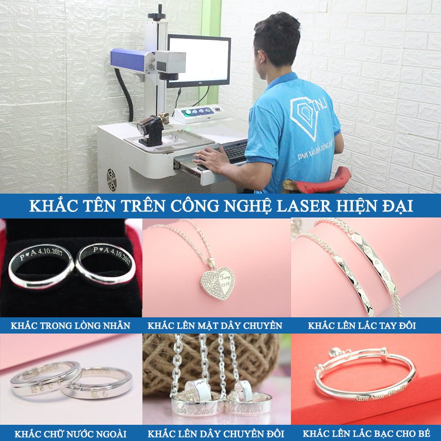 Công nghệ khắc laser hiện đại tạo hình lắc tay bạc cho bé trai
