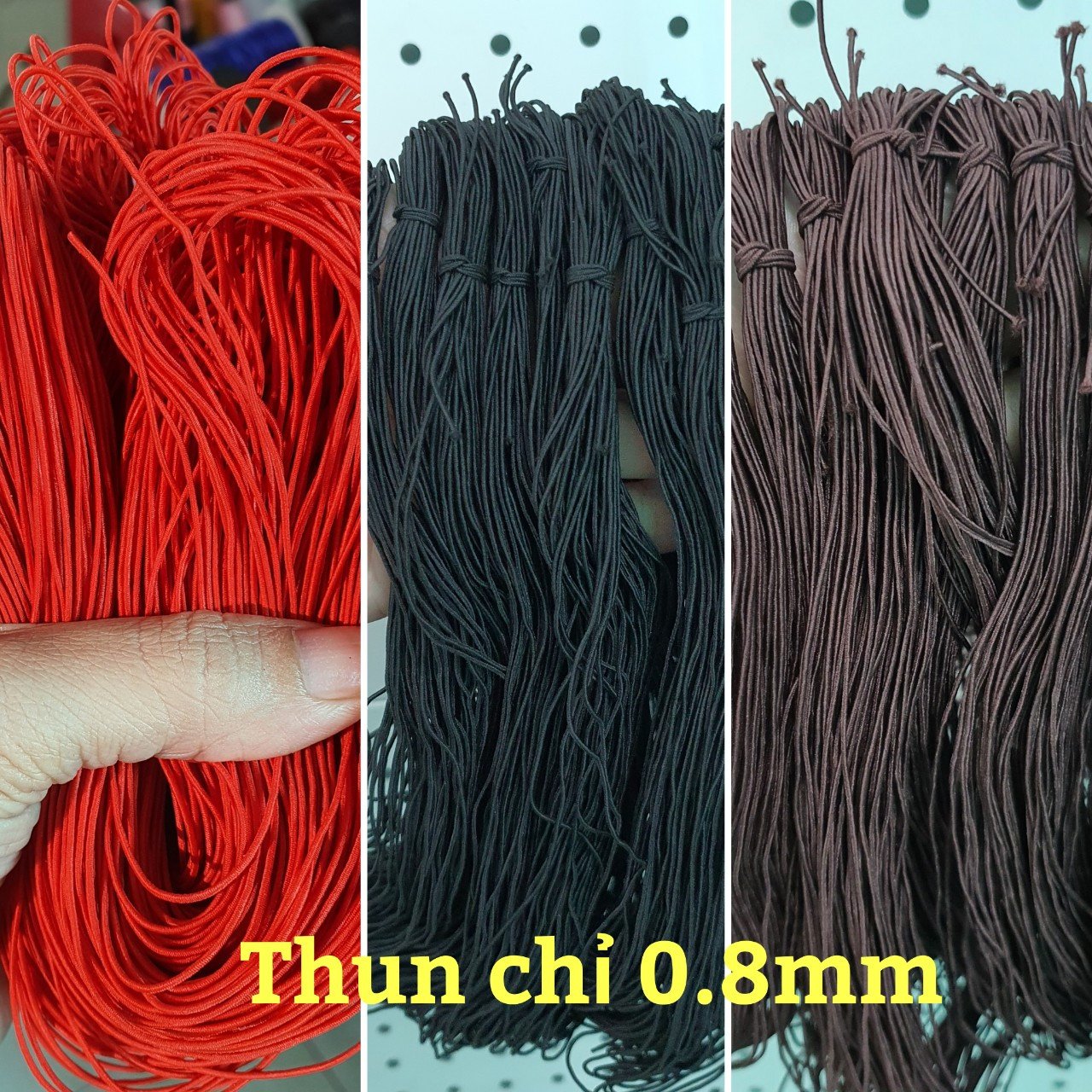 Cuộn thun chỉ 0.8mm co giãn dùng để xâu vòng đá phong thủy, dây làm vòng tay bền