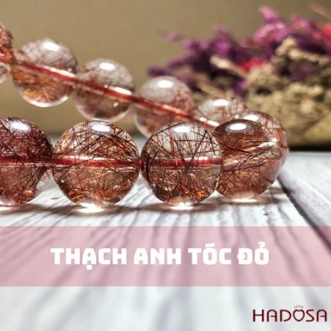 Đá thạch anh tóc đỏ tự nhiên với các sợi rutin