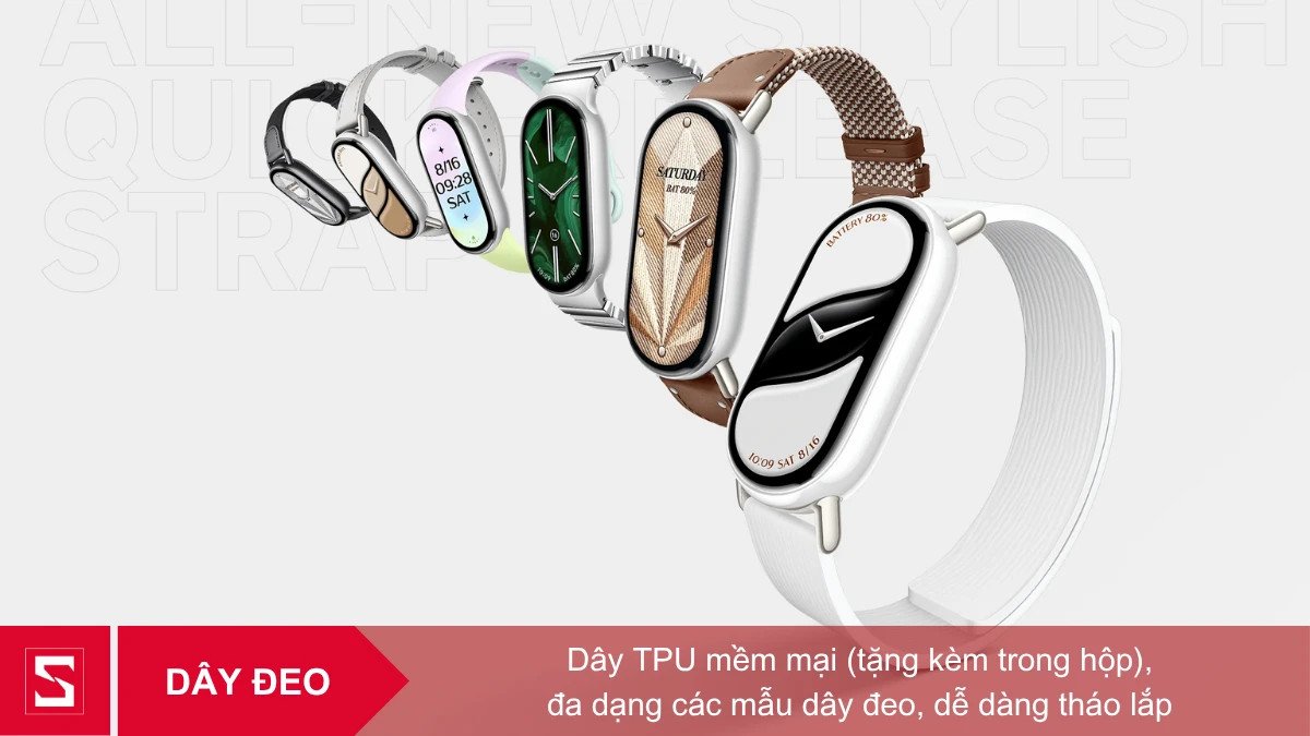 Dây đeo mềm mại và tháo lắp nhanh chóng của Xiaomi Band 10