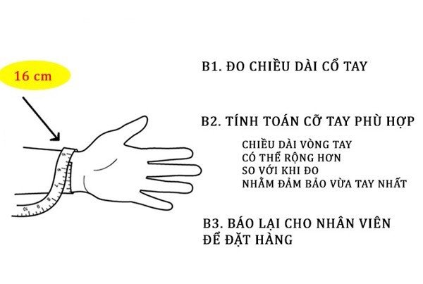 Đo chu vi cổ tay để chọn vòng tay vàng 610