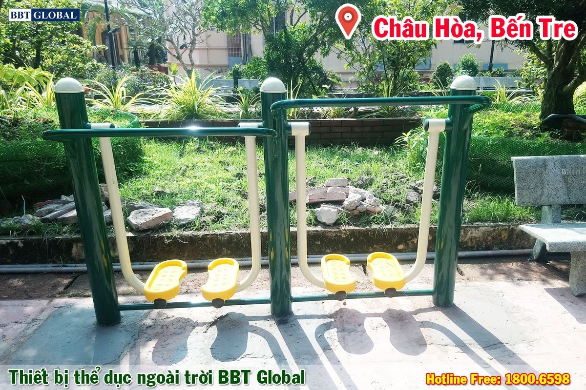 Dự án lắp đặt thiết bị thể dục ngoài trời tại Gồng Trôm, Bến Tre | Máy tập đi bộ trên không đôi 2 nấc độ cao