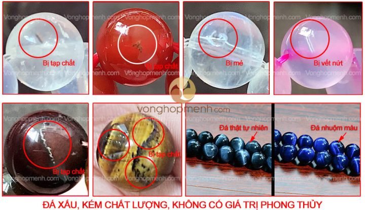 Hình ảnh đá phong thủy kém chất lượng, bị pha tạp, không đạt chuẩn