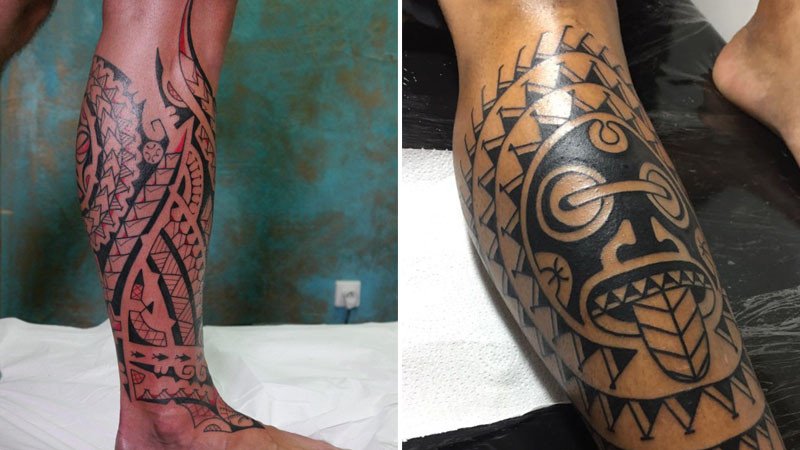 Hình xăm Maori biểu tượng người thổ dân ở chân