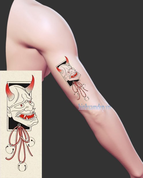 Hình xăm nhật cổ mini vòng tay Hannya